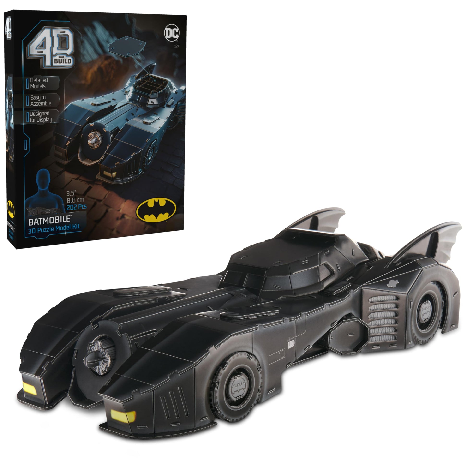 4D Build  DC Batman Retro Batmobile 3D Model Kit with Stand  Batman Collectibles & Desk D?cor  mature-themed Puzzle  Building Toys  3D Puzzles for mature-themeds & Teens  202 Pieces  for Ages 12 & Up