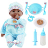 Toy Choi'S Interactive Baby Doll Blue - 16 Inch Crying Talking Feeding Dolls With Different Sounds And Accessories, Pretend Play Preschool Toys For 2 3 4 5+ Year Old Girls Boys Gift, Black Doll