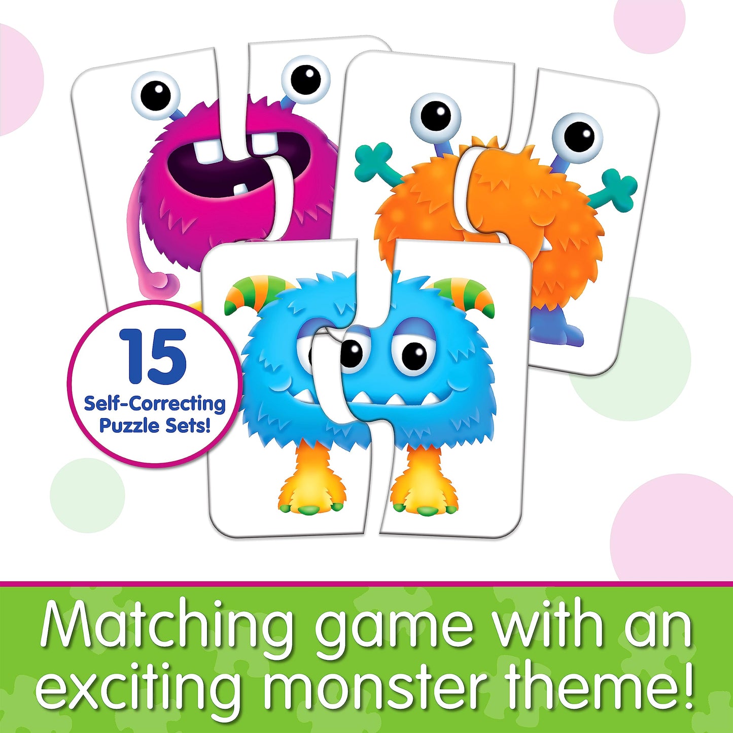The Learning Journey My First Match It Monster Match Puzzle Game - 15 Self-Correcting Cards - Award-Winning Cardboard Toys