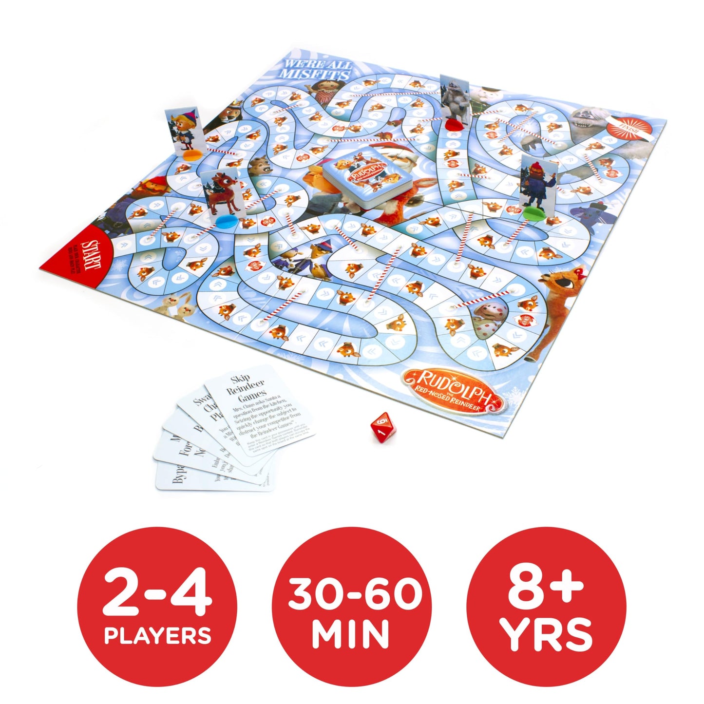 AQUARIUS Rudolph Board Game - Fun Family Christmas Gift for Kids & Adults - Red - Model 97001 - Officially Licensed Merchandise