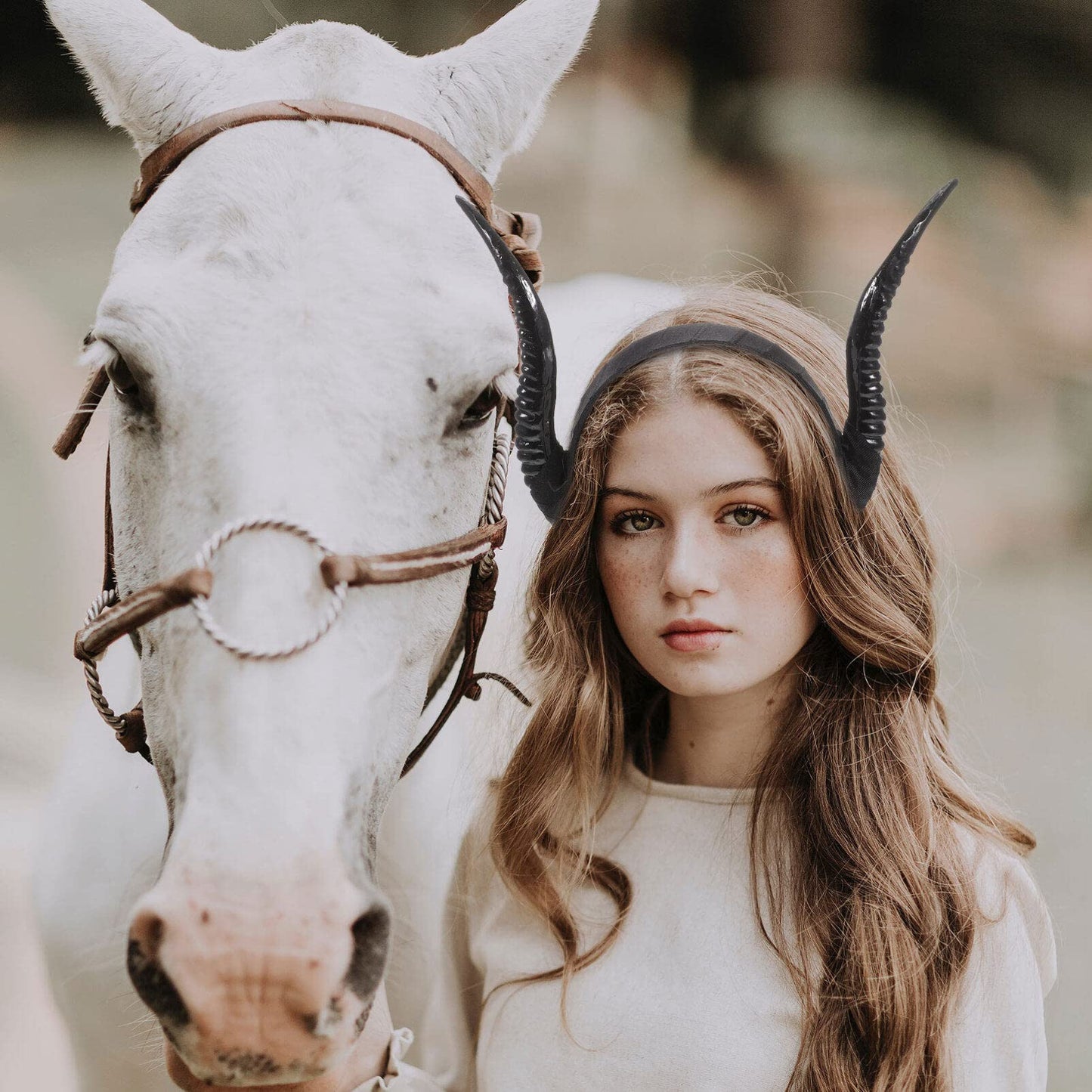 Lurrose Sheep Horn Headband Halloween Devil Horns Hairband Gothic Antelope Horns Horns Hair Hoop for Halloween Costume Photo Pro