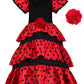 Relibeauty Girls Flamenco Costume Spanish Dancer Skirt Kids Halloween Fancy Dress With Red Flower, 6-7/130