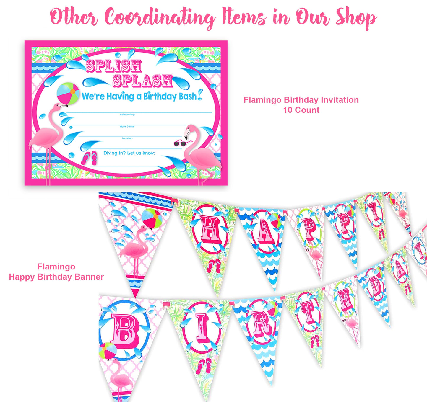 POP parties Flamingo Pineapple Happy Birthday Banner Pennant - Flamingle Party Banner