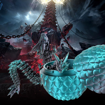 Sumland 3D Printed Dragon Eggs With Dragon Inside,Crystal Dragon Fidget Toys,Articulated 3D Dragon With 3D Dragon Eggs Black Gre