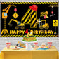Construction 4Th Birthday Banner Decorations For Boys Kids, Dump Truck Construction Theme Four Birthday Party Supplies, Excavato