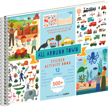 Sticker Books For Kids 2-4 (500+ Stickers) - All Around Town By Cupkin - 12 Coloring Pages, 12 Side By Side Scenes - Kids Activi