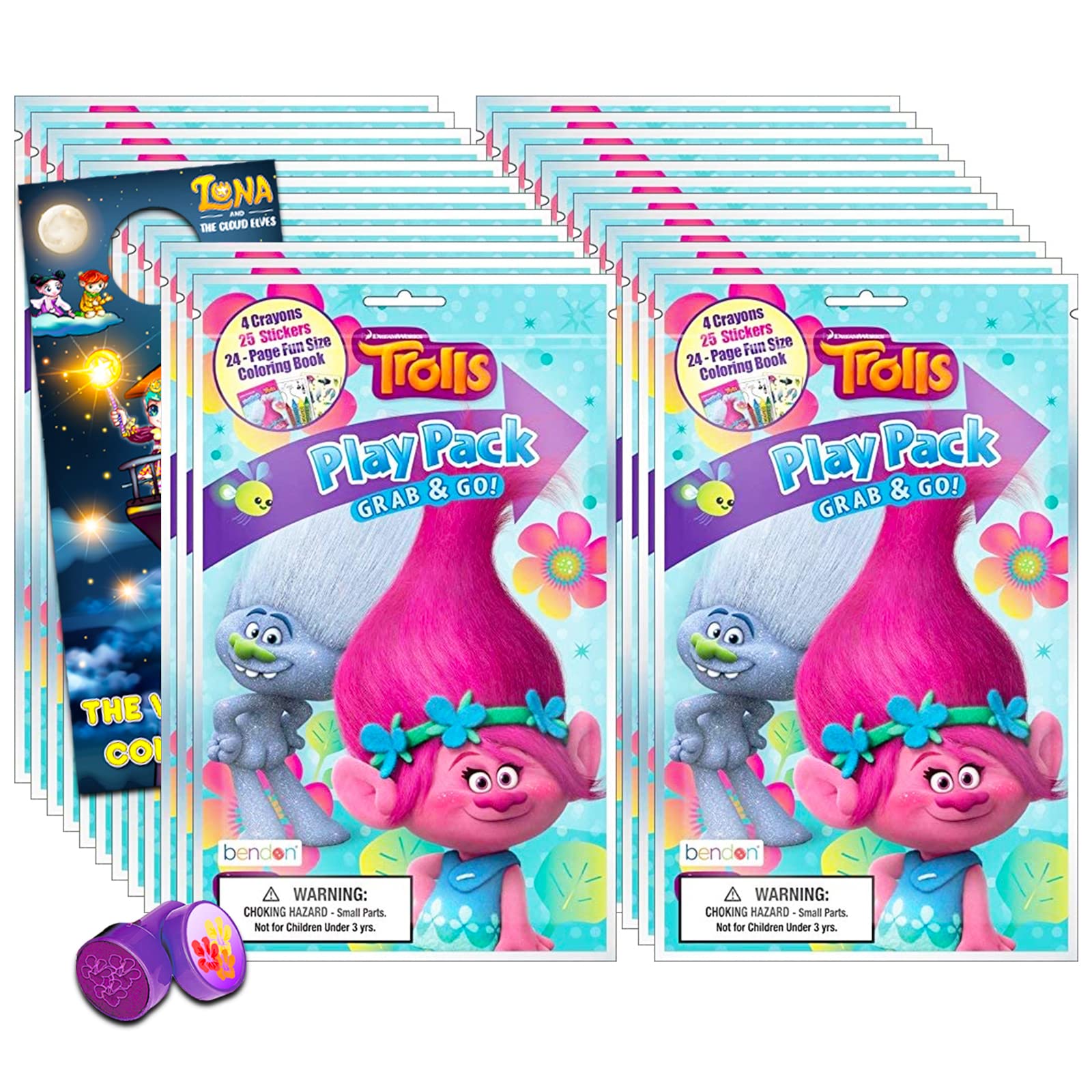 Dreamworks Trolls Play Pack Grab & Go Bundle of 24 Party Favor