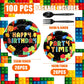 100 Pcs Building Block Party Supplies Building Block Party Plates Napkins Tableware Building Block Party Decoration Favor for Bu