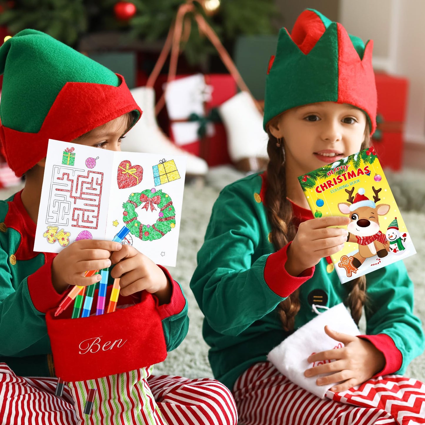 Benlouis 24 Pcs Christmas Mini Coloring Books Kids Christmas Party Favors Activity Books Bulk For Kids Students Xmas Holiday Par