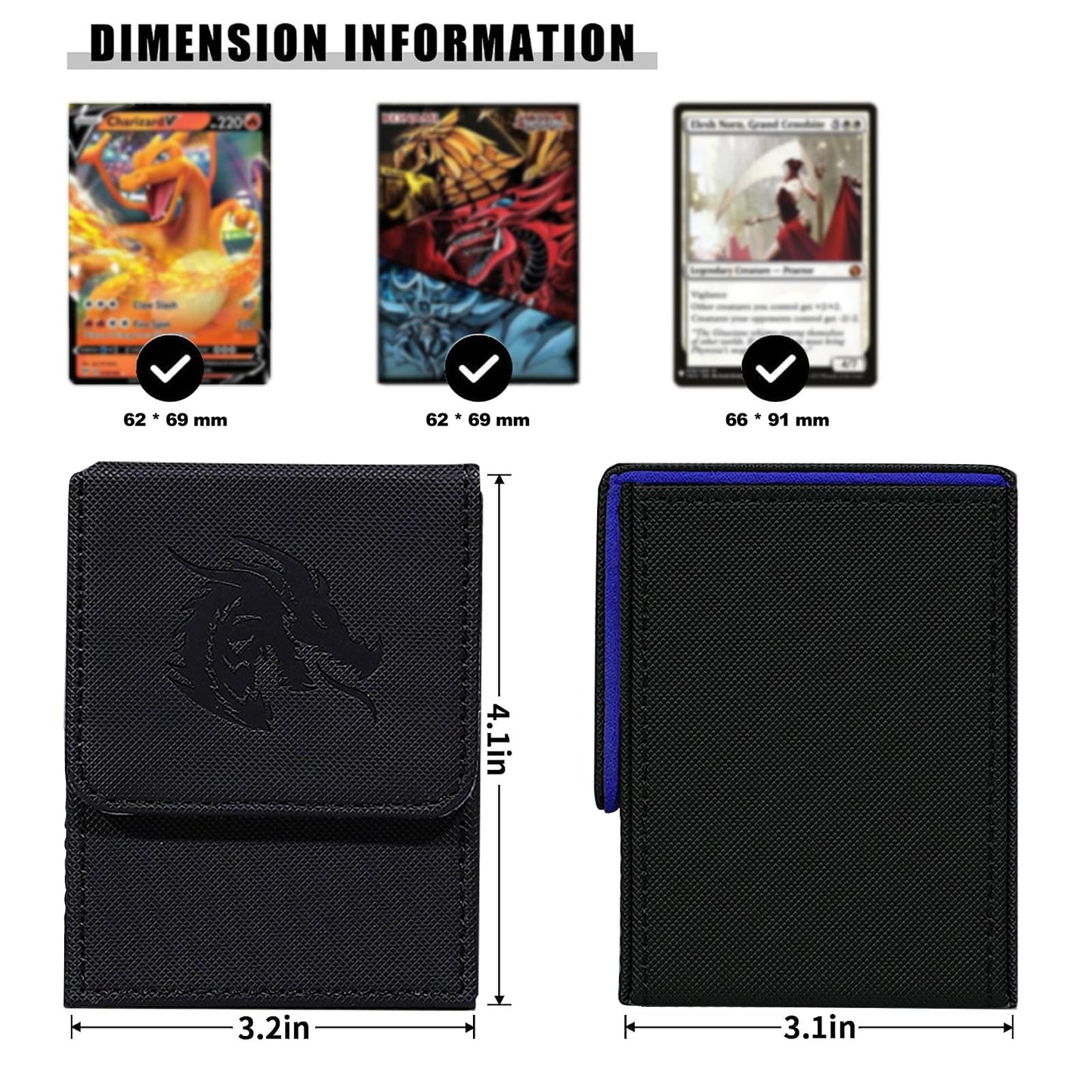 Artboutiq Game Card Deck Box For Commander Deck Box With 2 Dividers, Card Storage Box Fits 100+ Single Sleeved Cards, Pu Leather
