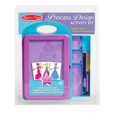 Melissa & Doug Princess Design Activity Kit - 9 Double-Sided Plates, 4 Colored Pencils, Rubbing Crayon