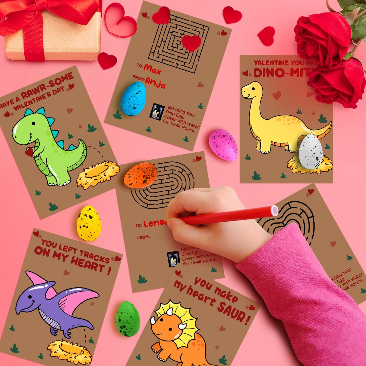 Valentines Day Cards Gifts For Kids 30 Dinosaur Egg With Valentines Cards Hatching Dino Egg Grow In Water Valentines Classroom S