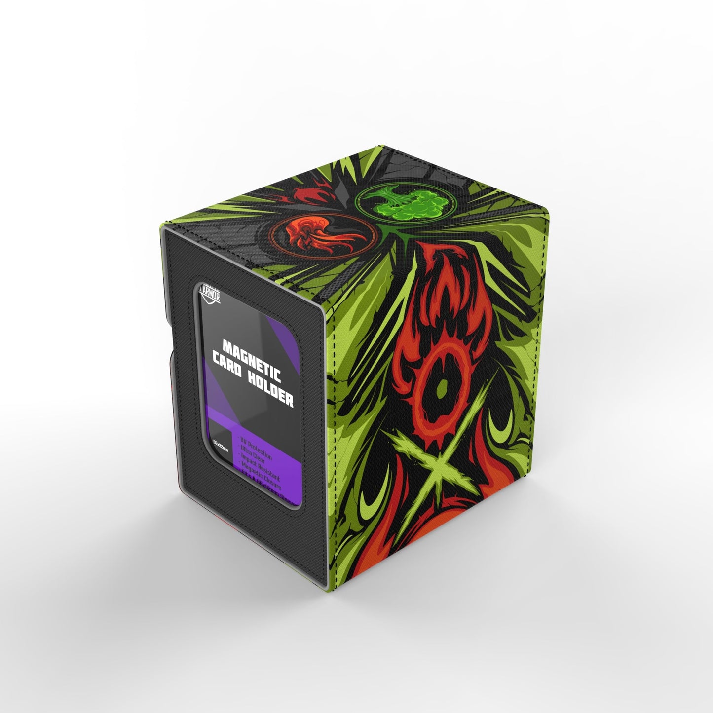 Ai protective covering MTG Commander 100+ Card Custom Art Deck Box With Storage (Green/Red)