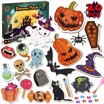 TOY Life Halloween Diamond Painting Kits Diamond Art for Kids Pumpkin Ghost Witch Hat Halloween Party Favor Goodie Bag Halloween