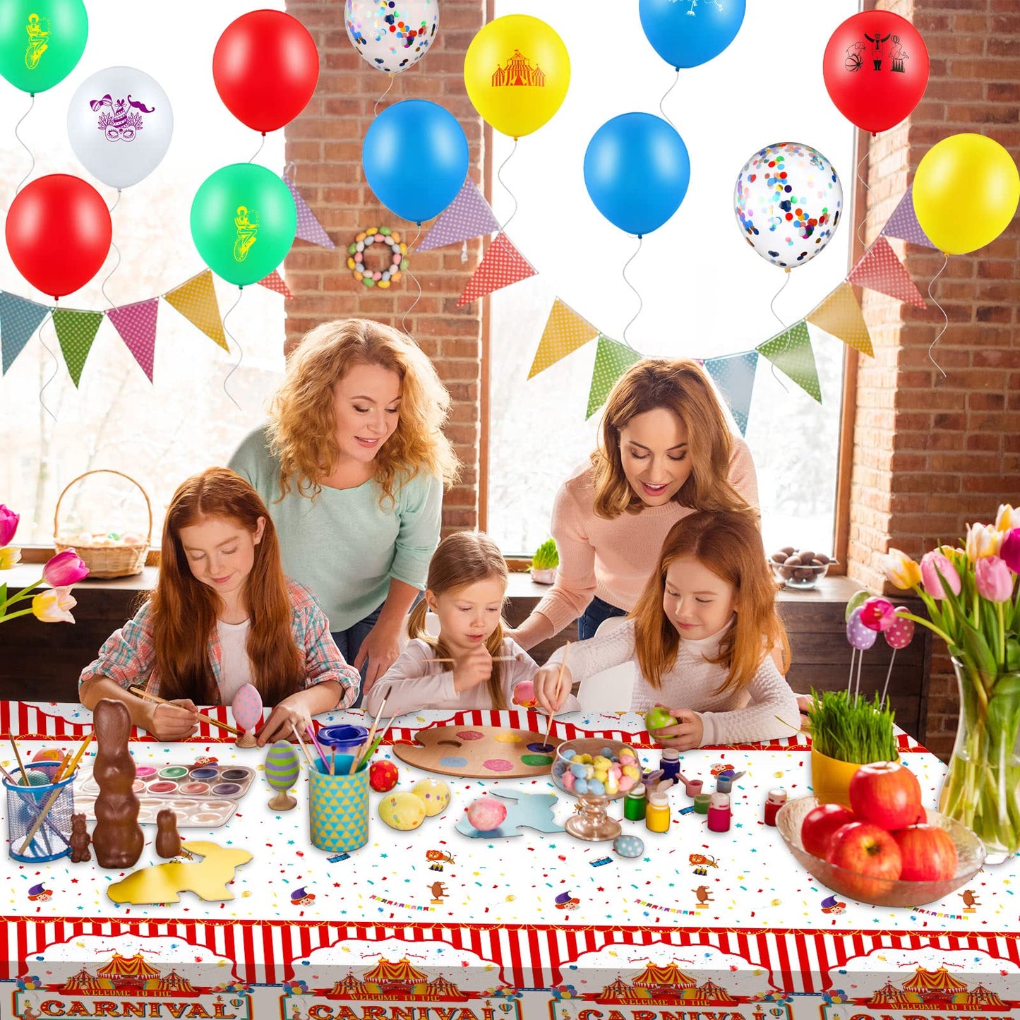 3 Pack Carnival Theme Party Tablecover Carnival Tablecloth for Carnival Theme Party Table Decorations Red and White Striped Tabl