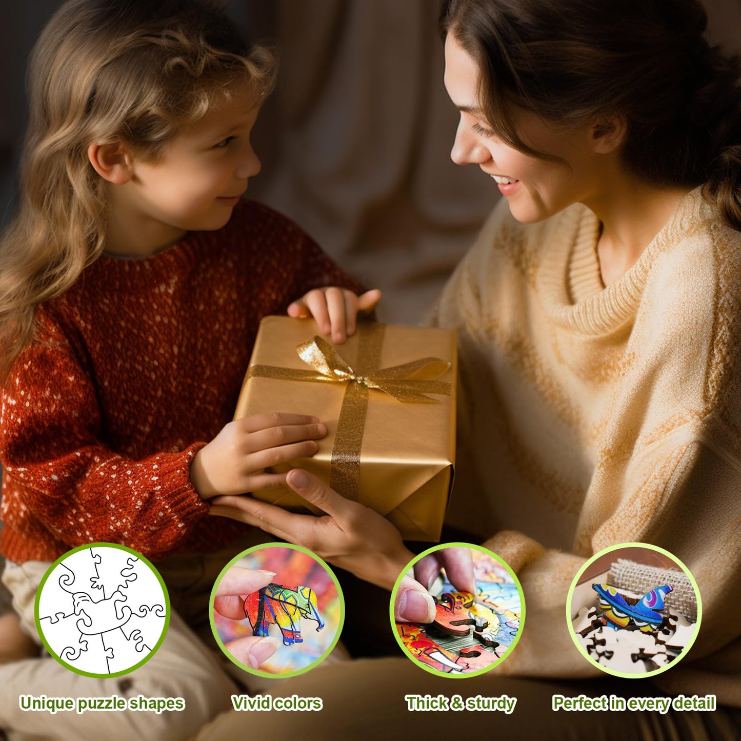 Woodbests 50 Piece Large Wooden Puzzles For Kids Ages 4-6, Rabbit Wooden Kids Puzzles (11.4''X11.4'') Unique Shape, Birthday & E