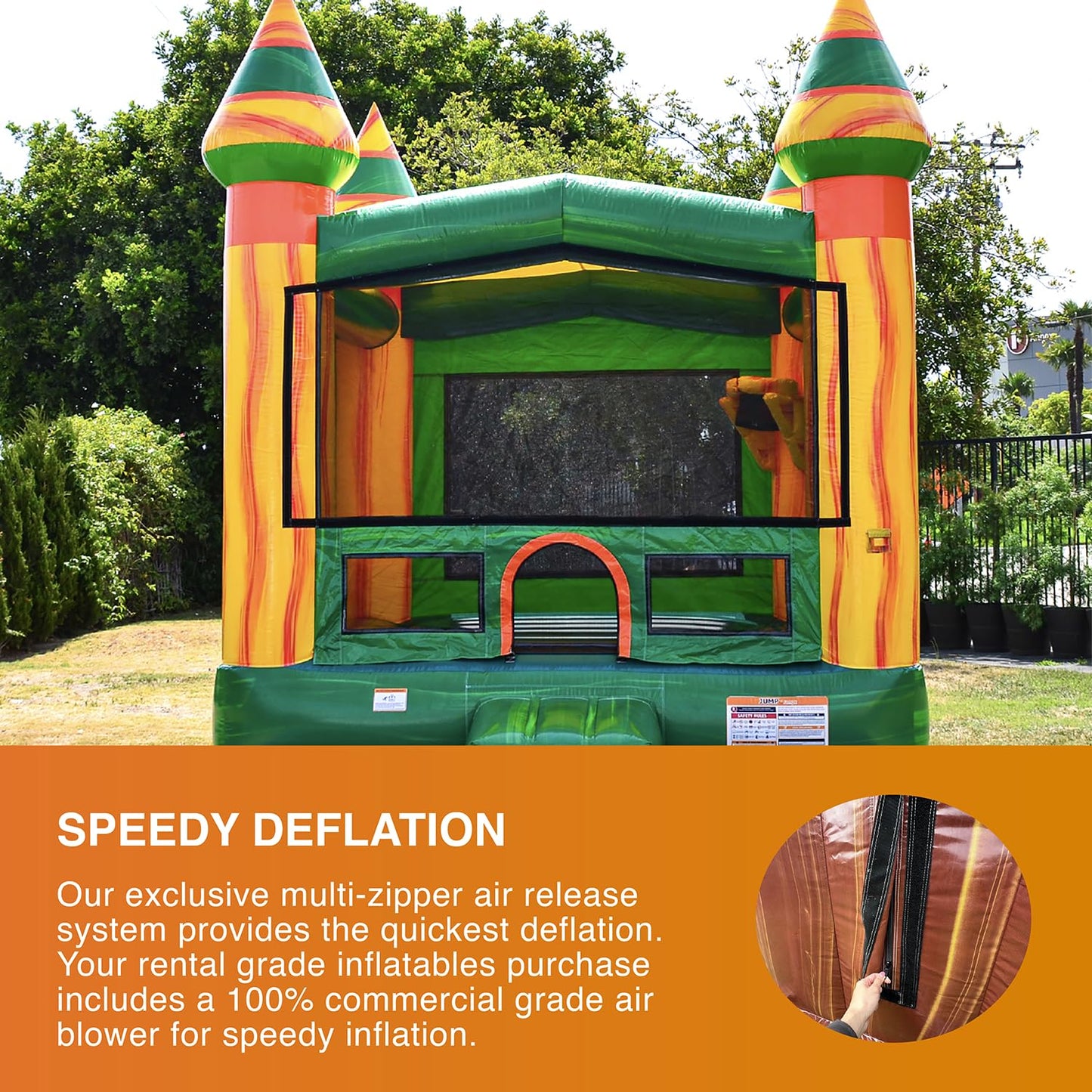 JumpOrange large online retailer River Commercial Grade Bounce House for Kids and mature-themeds (with Blower)  Basketball Hoop  Outdoor Indoor  Bouncer Jumper  Birthday Party  Rental Grade  Big Inflatable