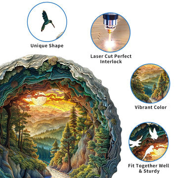Woodemon Wooden Puzzles For Adults, 3D Cave Forest (M-200Pcs) Wooden Jigsaw Puzzles For Kids, 11.4 * 11.3In Unique Shaped Animal