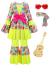 ReliBeauty Hippie Costume for Girls Disco Diva Costume for Girls Cute Halloween Costumes for kids 70s 80s 60s Outfits Kids,100