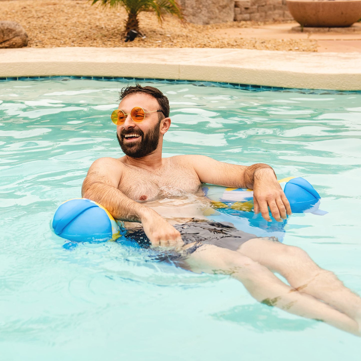 Big Joe Noodle Sling 2 Pack No Inflation Needed Pool Seat with Armrests, Paintbrush Yellow Double Sided Mesh, 3ft