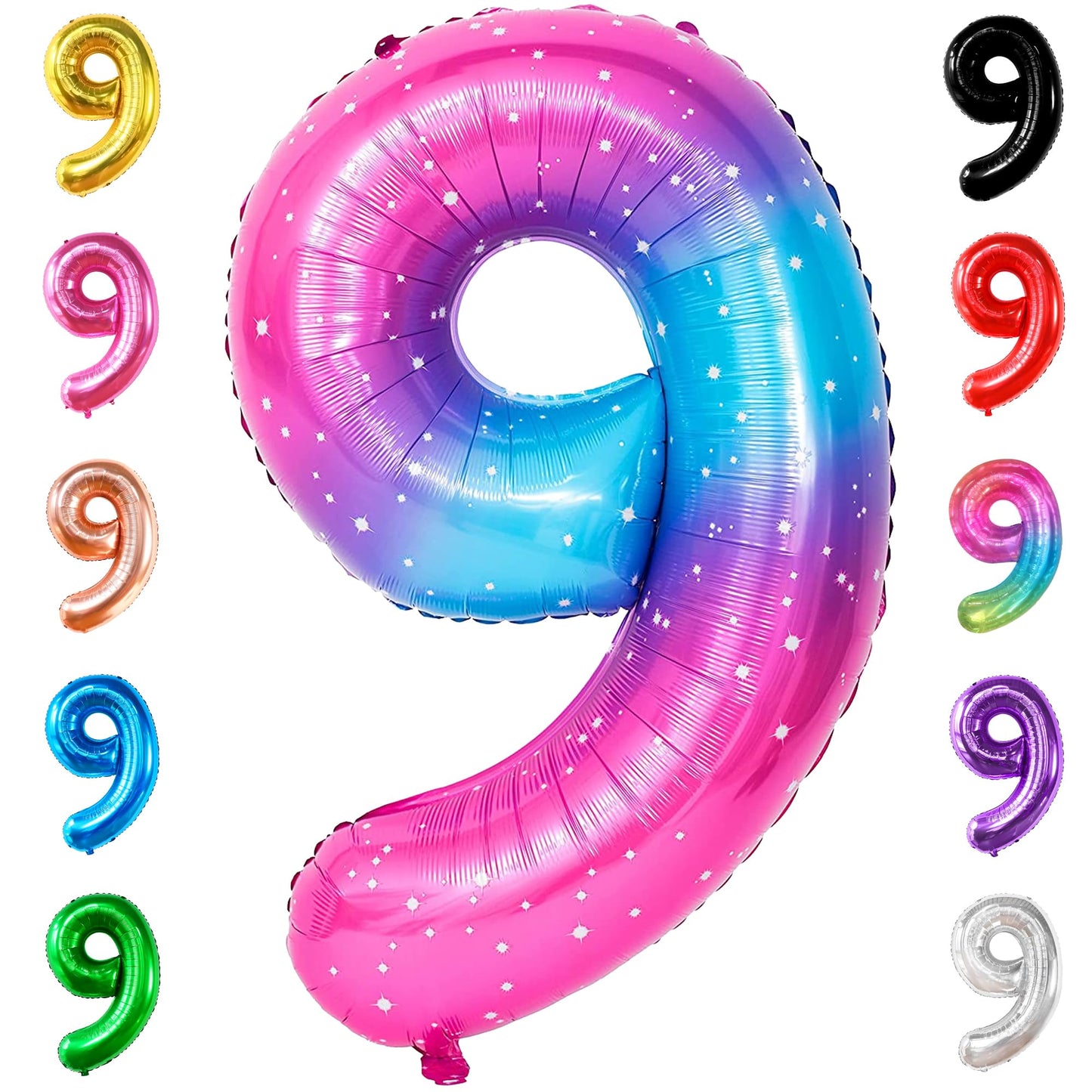 Katchon, Giant Galaxy 9 Balloon Number - 40 Inch | Pink Blue Number 9 Balloon | 9Th Birthday Decorations, Cloud 9 Birthday Decorations For Girls | 9 Birthday Balloon, Galaxy Number 9 Balloon For Girls