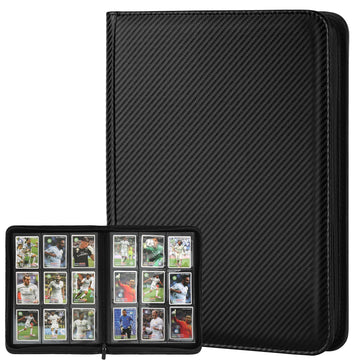 Trading Card Binder 9 Pocket  GERMUN PU Cover Card Binder for 360 Cards  enhanced Trading Card Holder Folders  Double Sided Pocket Card Album for MTG  TCG (Carbon Black)