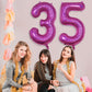 35Th Birthday Balloons For Women, Laser Hot Pink Foil Big Number 35 Balloons Anniversary Decor, Self Inflating Helium Mylar 40 I
