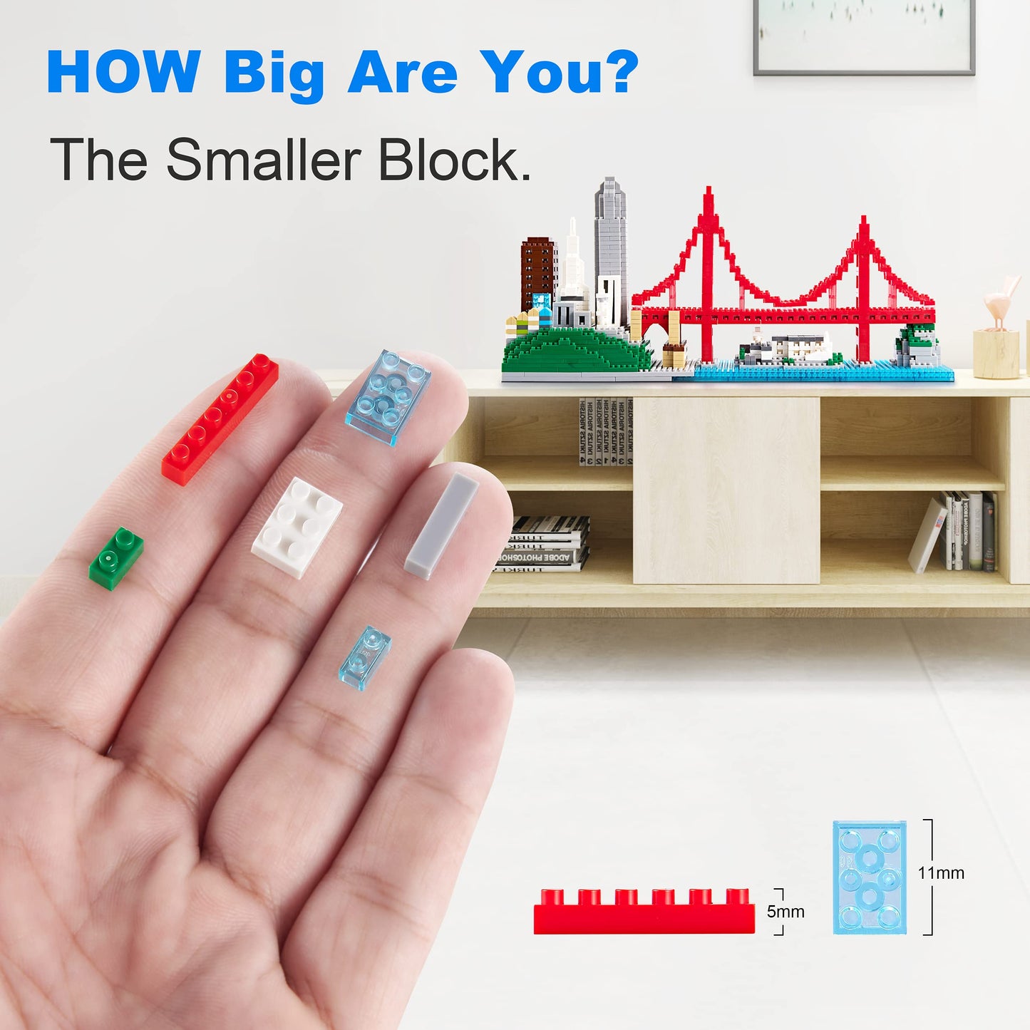 DOLBLOCK Micro Building Blocks Set - Golden Gate Bridge Model, 1610 Pieces, San Francisco Skyline, ABS Material, Ideal for Adults and Teens