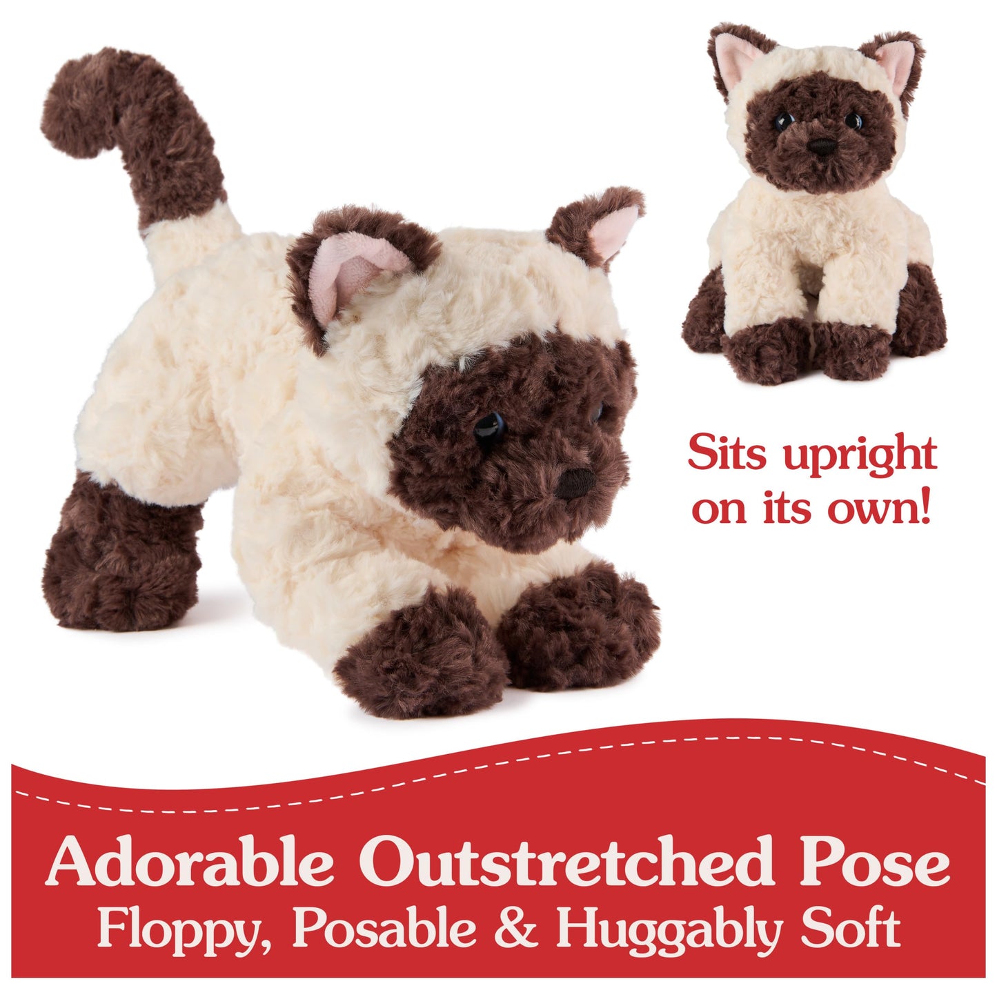 Gund Bootsie Siamese Kitten Plush Toy, Premium Cat Stuffed Animal For Ages 1 And Up, Cream/Brown, 9