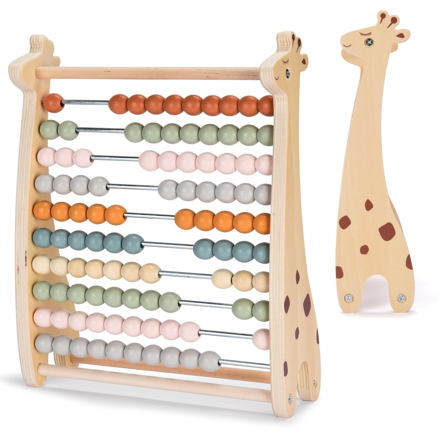 Abacus For Kids - Math Counting Toy Made Of Wooden Beads And Rack - Children'S Wood Number Counters For Teaching Addition, Subtr