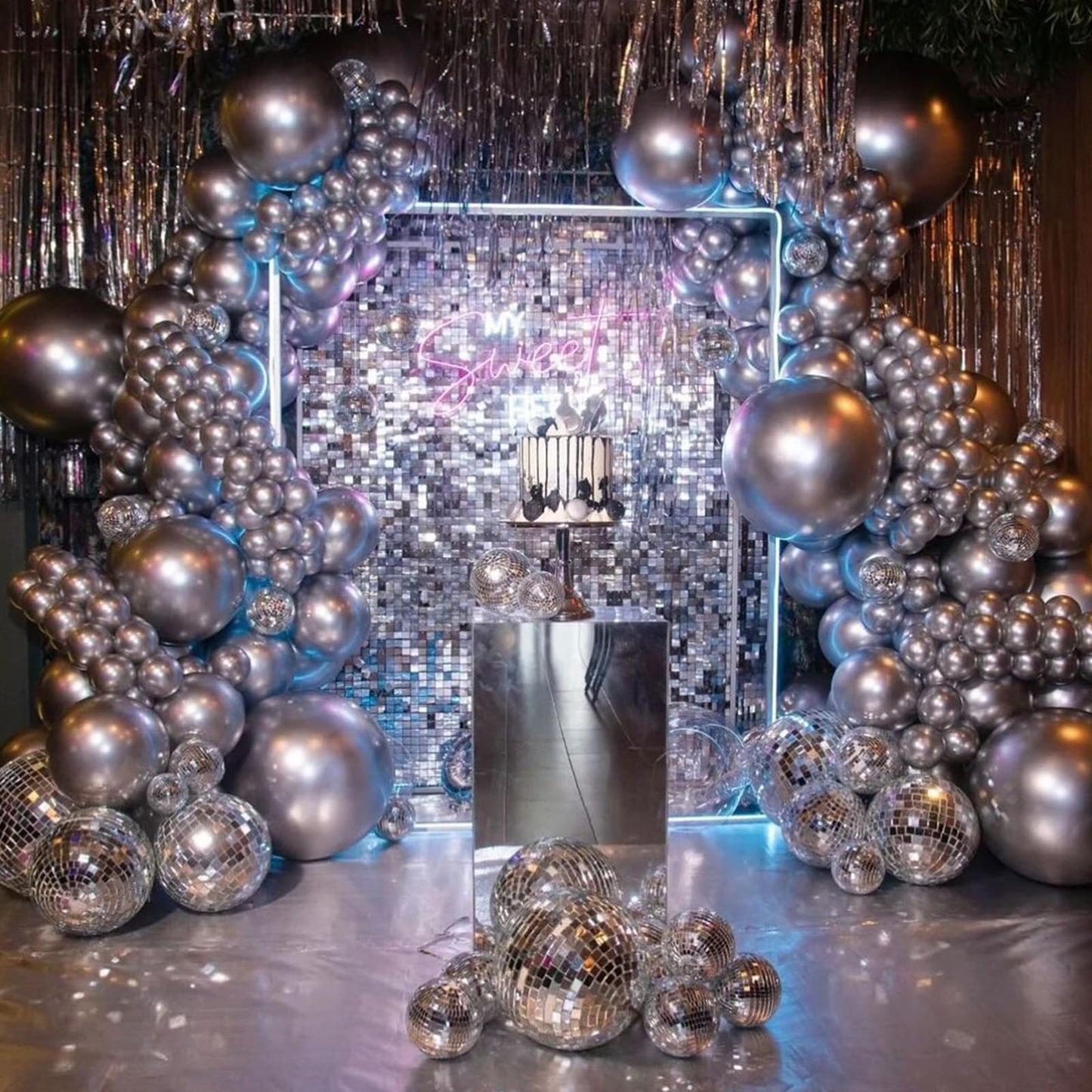 Jobkoo Silver Balloons 12 Inch 100 Pack, Metallic Silver Balloons Chrome Silver Metallic Balloon Shiny Silver Latex Balloons For