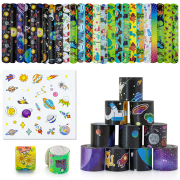 Cocurb 54 Pcs Slap Bracelets With 48 Design Friendship Bracelets For Kids 8 to 12 Years Old with 28 Pcs sticker Birthday Party F