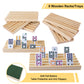 Gonoelec Double 12 Mexican Train Dominoes Set - 91 Color Dot Tiles, 8 Wooden Trays, 9 Train Markers, Classic Family Game
