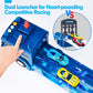 hahaland Toys for 2 Year Old Boy Birthday Gift - 2 in 1 Car Carrier Transforms into Race Tracks with Dual Launcher Toys for Ages