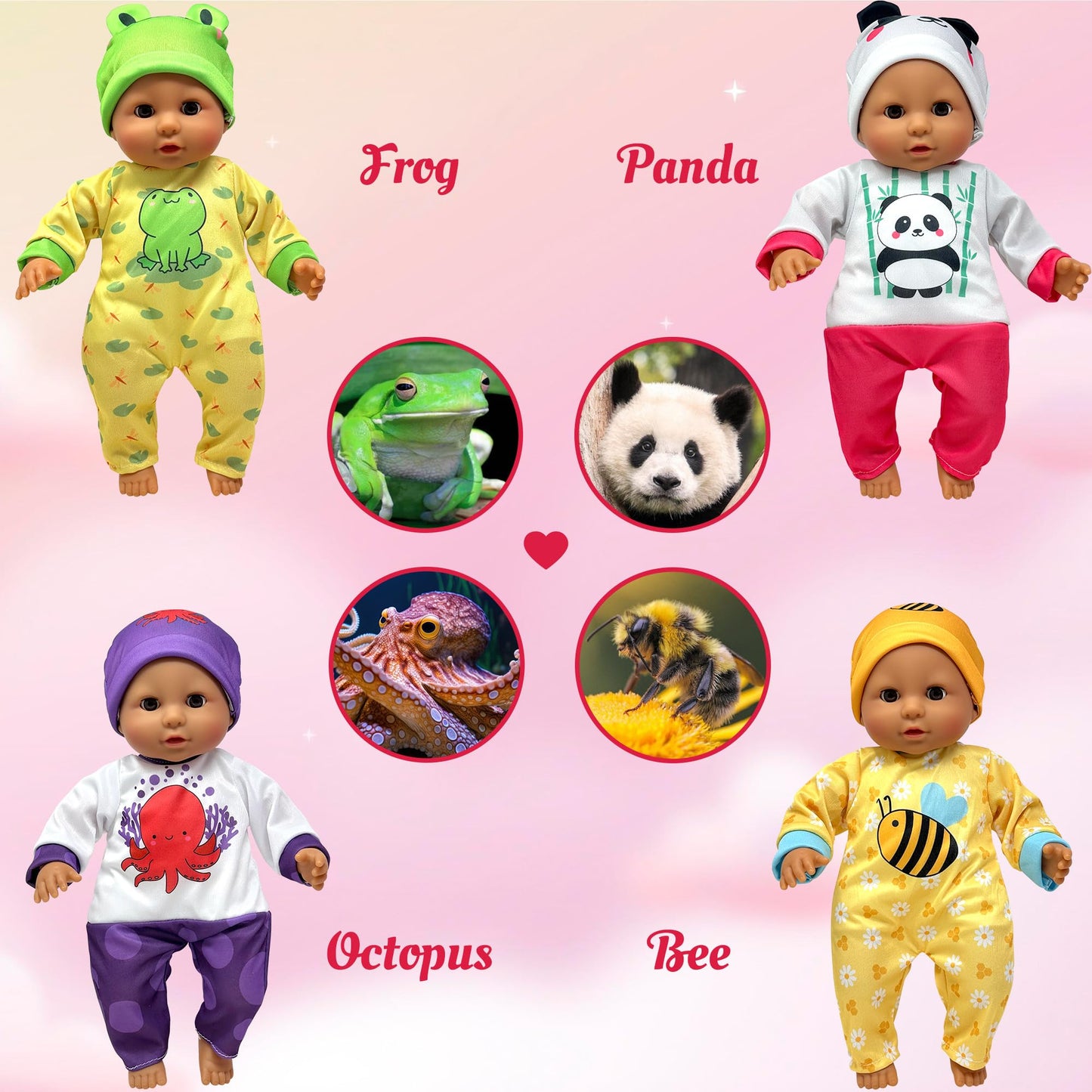 Soft Body Baby Doll With Accessories & 4 Sets Of Animal Outfits, Realistic Baby Doll With Clothes & Toys, 14 Inch Baby Doll Play