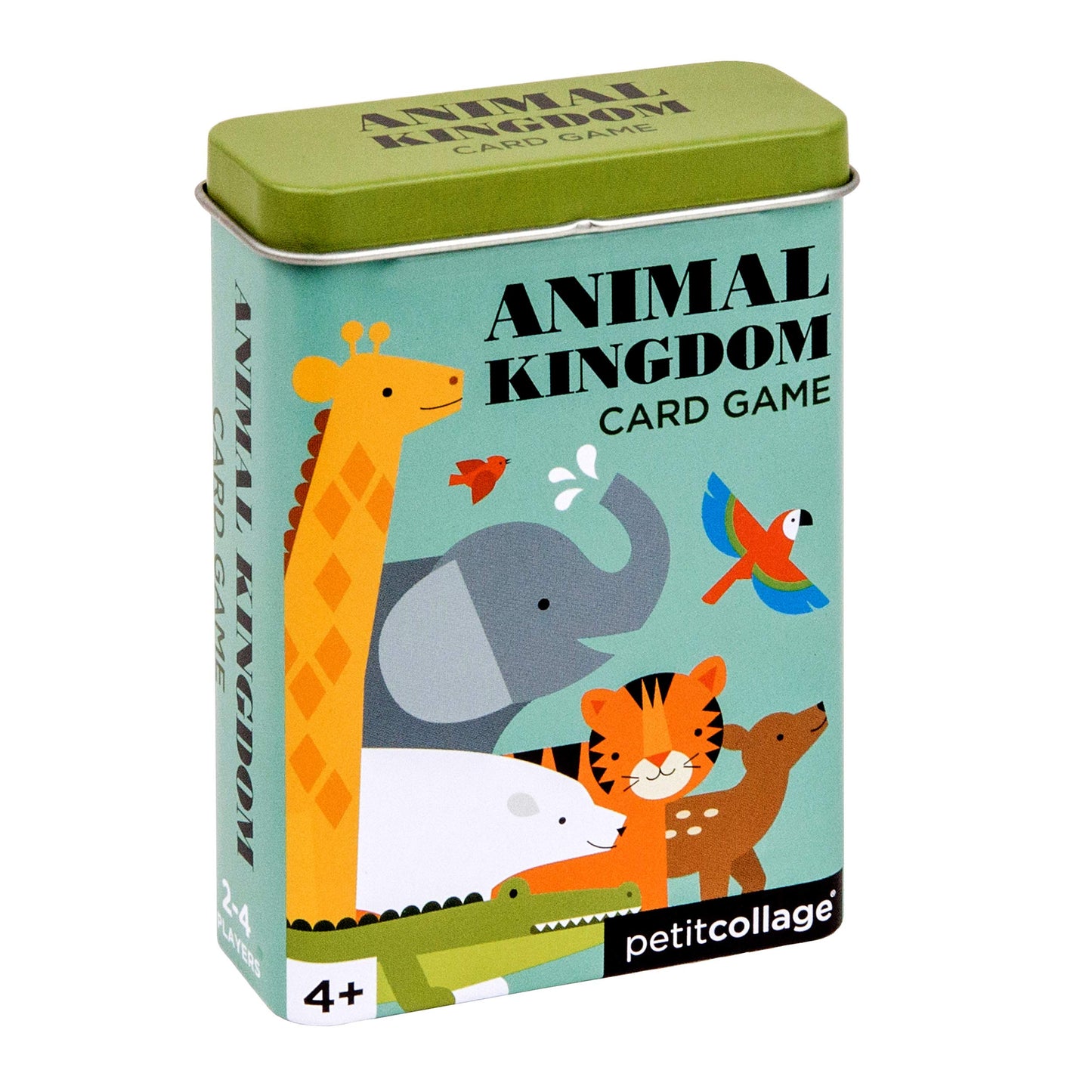 Petit Collage Animal Kingdom Card Game for Kids, Ages 4+, 2-4 Players, Sturdy Tin Storage, Model PTC257