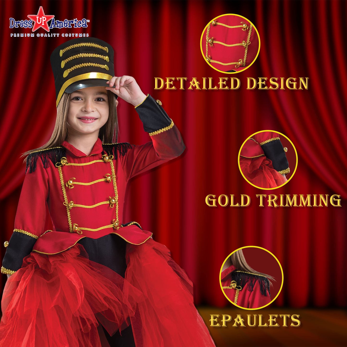 Dress Up America Band Majorette Costume - Nutcracker Costume For Girls - Toy Soldier Uniform Dress Up For Kids