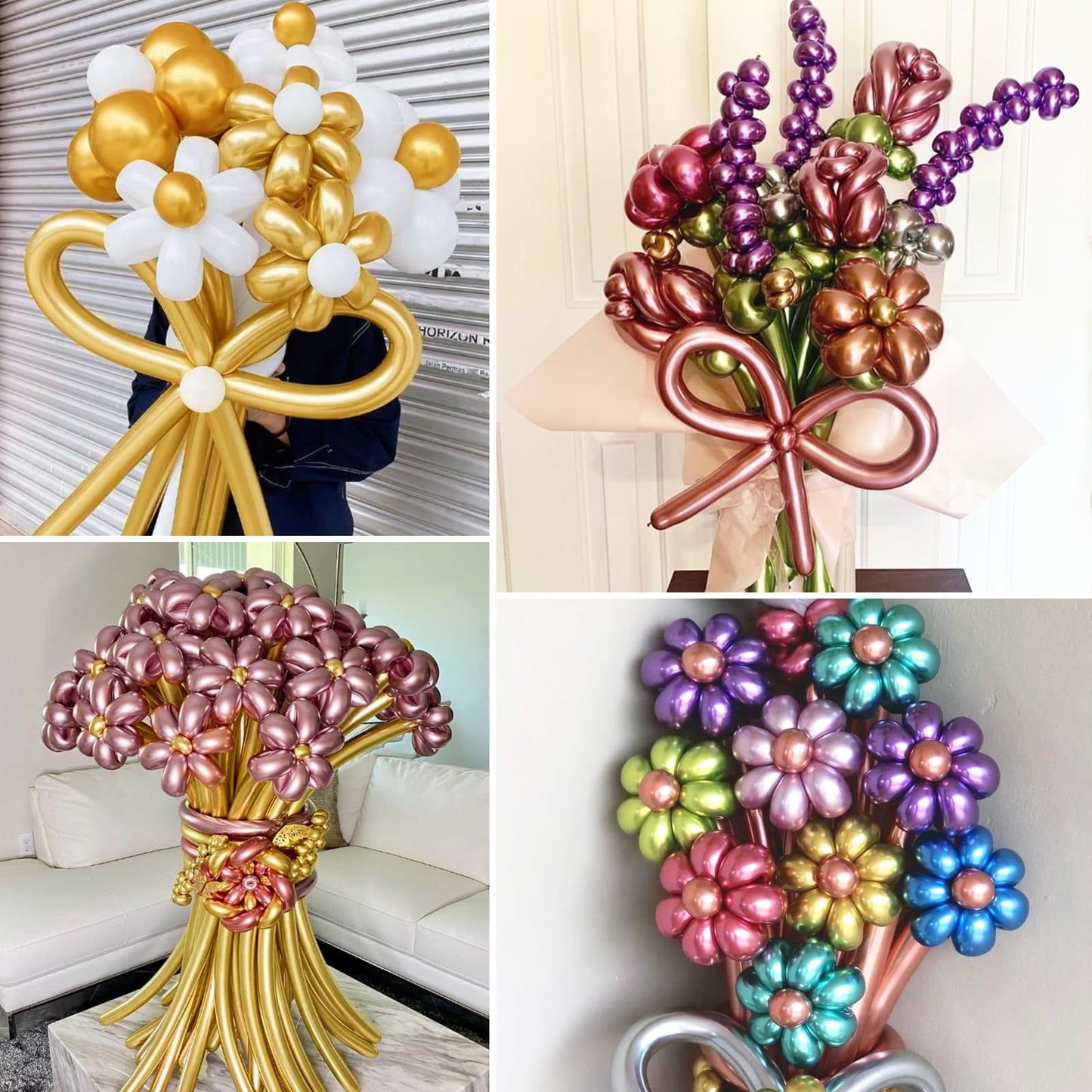Metallic 260 Gold Long Balloons Chrome 100 Pack Twisting Animal Balloons Thickening Latex Modeling Long Magic Balloons For Anima