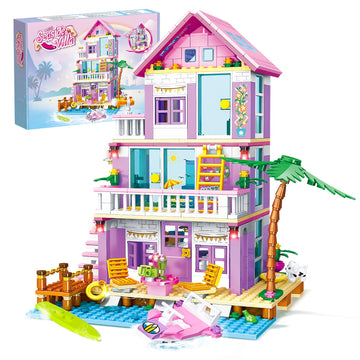 Beach House Building Set, Seaside Villa House Building Toys Compatible With Lego Friends Sets For Girls Age 8-12, Creative Holid