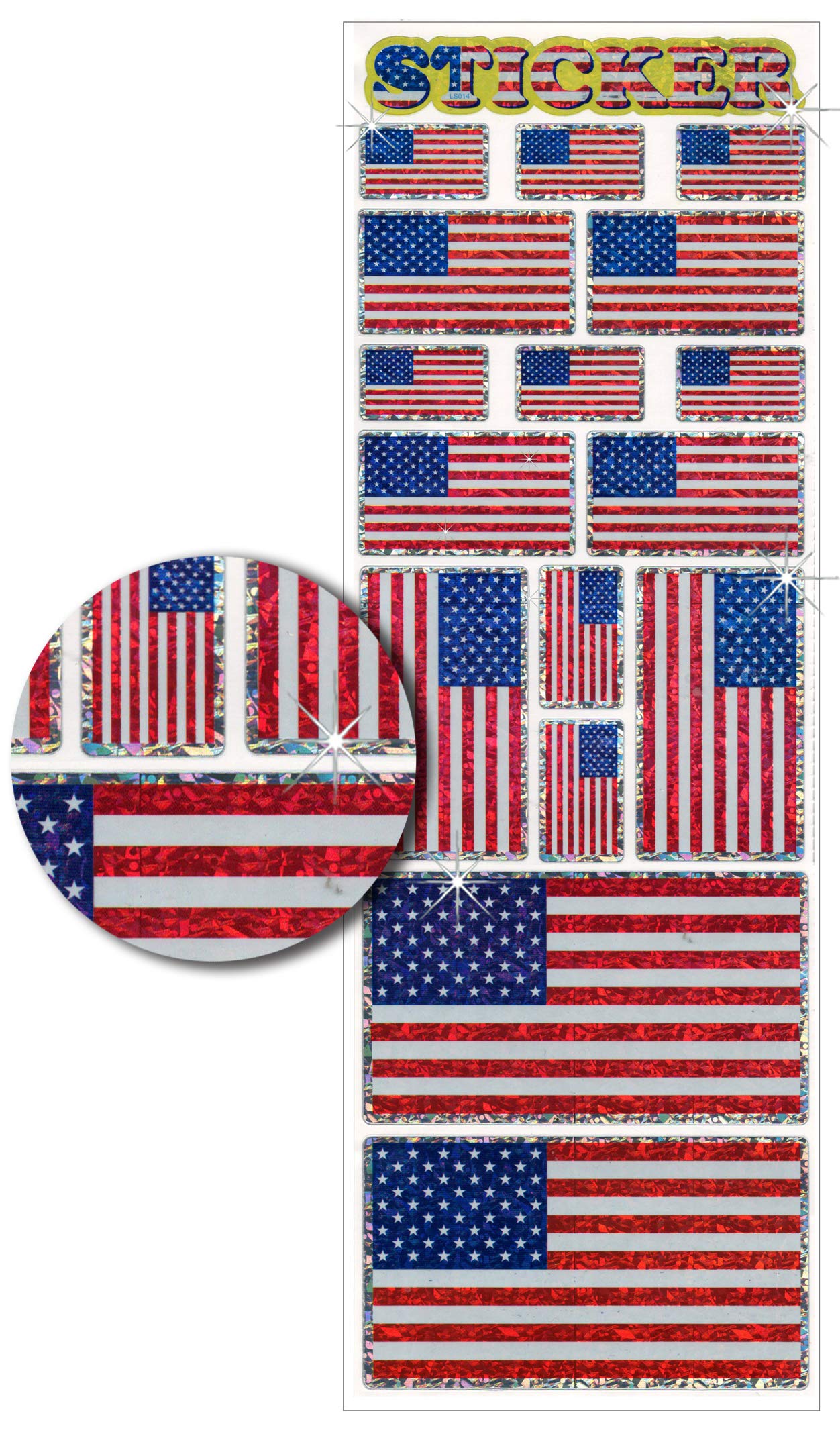 AoneFun 12 Sheets - 360 USA Flag Stickers - Patriotic Stickers - Bulk Value Pack