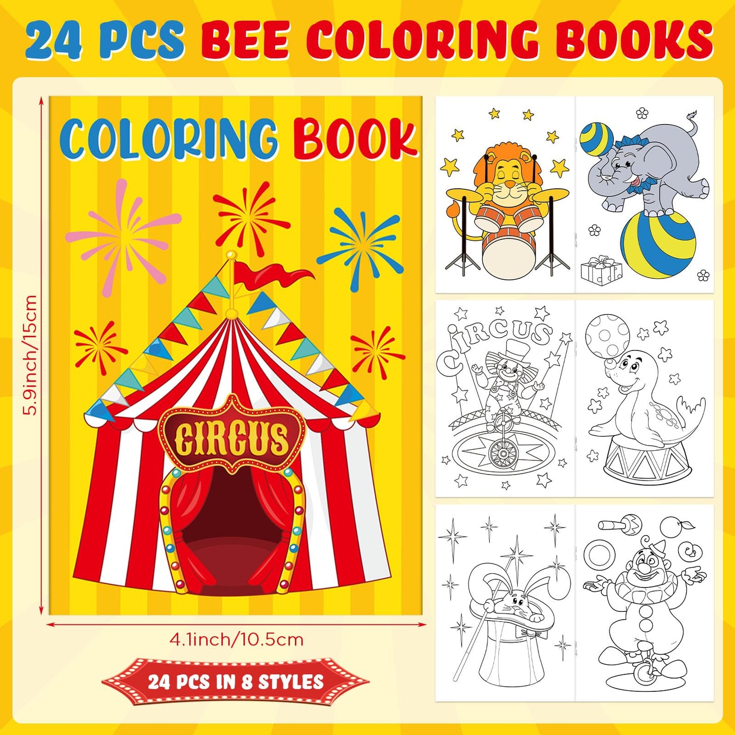 Funrous 48 Pcs Coloring Books with Stackable Crayons Firefighter Summer Circus Party Favors Coloring Pages Drawing Booklet Party