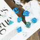UDIXI 7PCS DND Dice Set Filled with Aurora Powder, Blue D&D Dice for Dungeons and Dragons, Polyhedral Dice for RPG MTG and Other