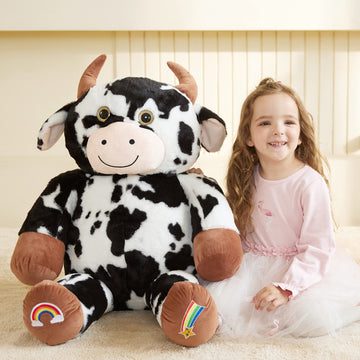 Earthsound Giant Cow Stuffed Animal Plush Toy,Large Cow Jumbo Cute Soft Toys,Big Size Huge Fluffy Plushy Oversized Fat Plushie,G