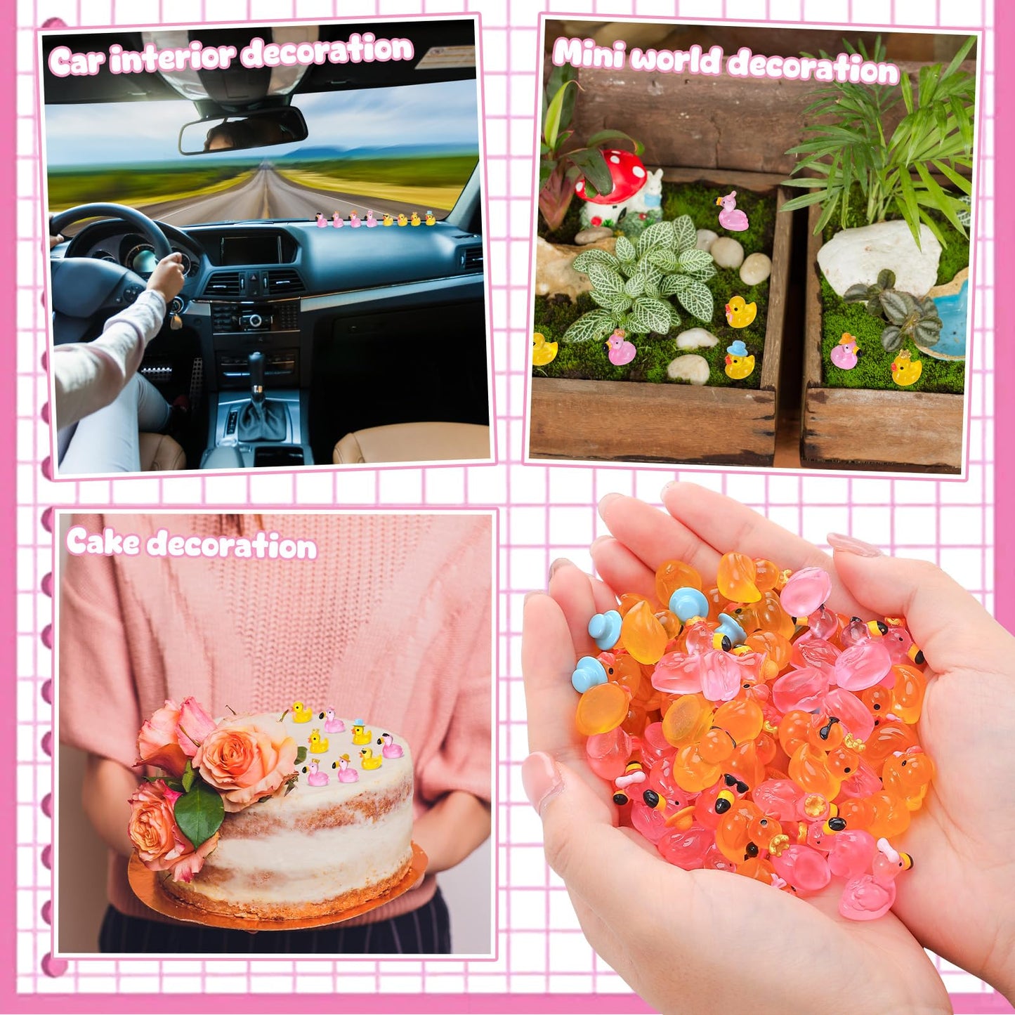 GGSTDDUP 80 Pcs Mini Resin Flamingo Ducks  Luminous Tiny Ducks Figurines to Hide  Miniature Pink Flamingo Glow in The Dark for DIY Landscape  Fairy Garden  Dollhouse  Aquarium  Cake Decor (8 Styles)