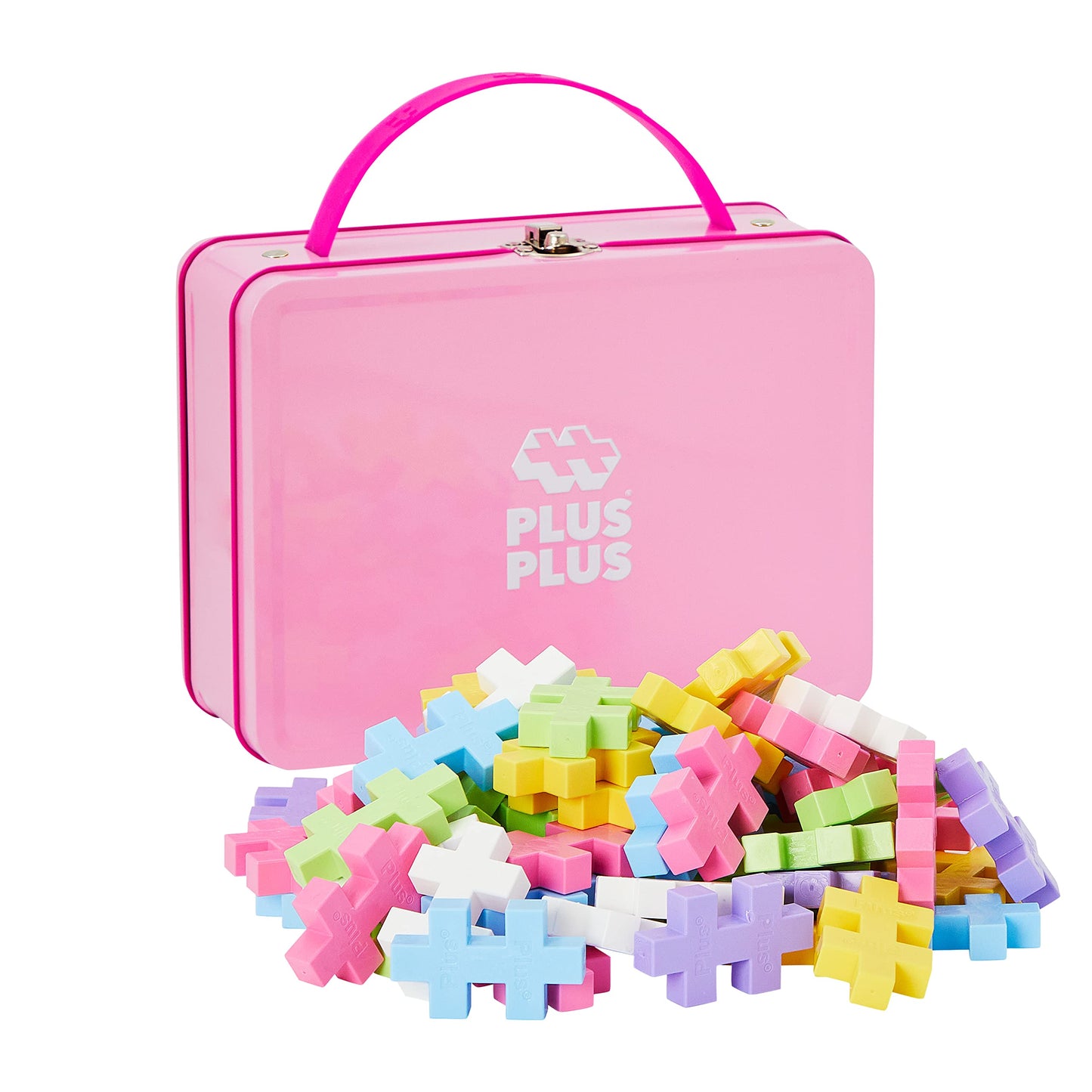Plus Plus Building Set With Metal Suitcase, Open Ended Stem Toy For Toddlers And Preschool, 70 Big Pastel Interlocking Pieces