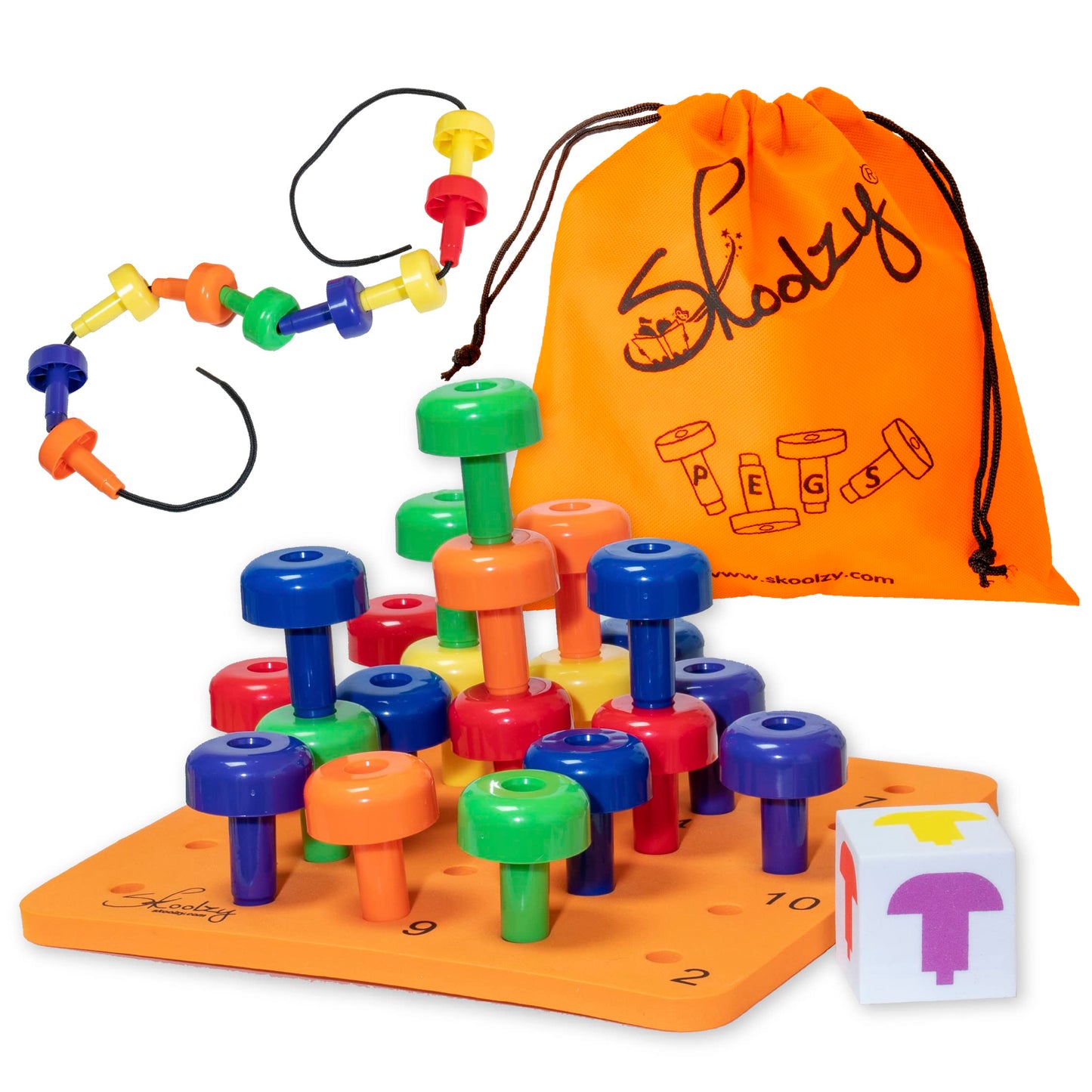 Skoolzy Montessori Sensory Pegboard Set - 33 Pieces, Foam Board, Multi-Color, Educational Toys for Kids 2+, STEM Learning