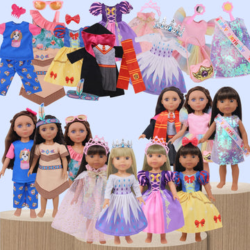 Haveahug 20 Pcs Glitter American Girl Clothes, For 14'' Baby Doll Clothes And Accessories (14 Inch Doll Girl Clothes)