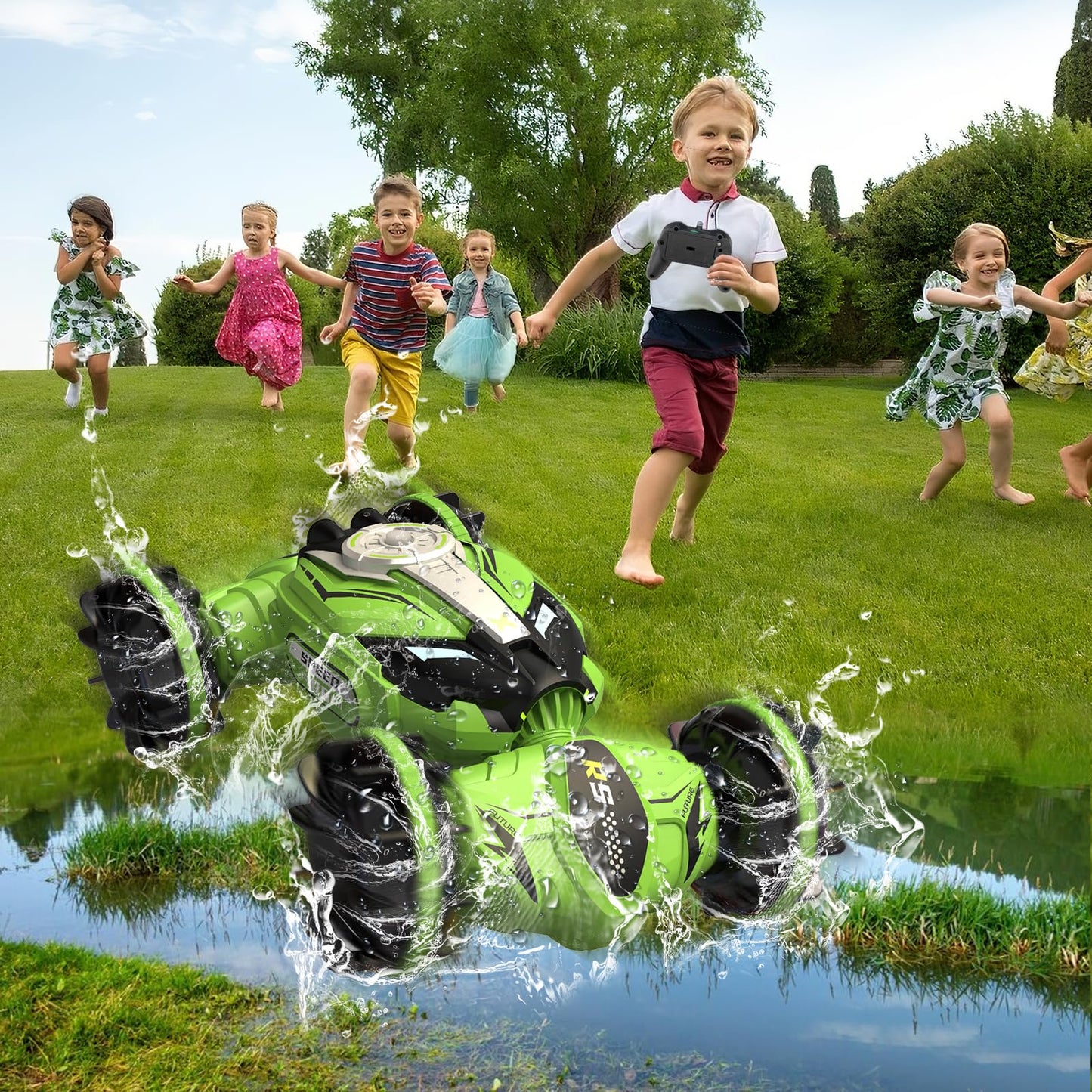 Amphibious Remote Control Car Boat - 4WD Gesture RC Stunt Car 2.4 GHz Transforms Waterproof Vehicle Toys for 5-12 Year Old All T