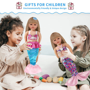 Doll Clothing Accessories Sets - 18-Inch Clothes - Kids Birthday Treasure Including Complete Mermaid Doll Sparkling Dress Outfits With Purse For Girl Present