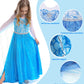 Elsa Princess Dress For Girls, Frozen Princess Costume For Kids Snow Party Queen,Birthday Party Dress Up With Accessories (Blue,